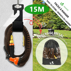 Vounot® tuyau d'arrosage extensible 15m renforcé adaptable 1/2" et 3/4" 10 modes de pulvérisation flexible et anti-fuite raccord