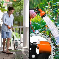 Vounot® tuyau d'arrosage extensible 15m renforcé adaptable 1/2" et 3/4" 10 modes de pulvérisation flexible et anti-fuite raccord