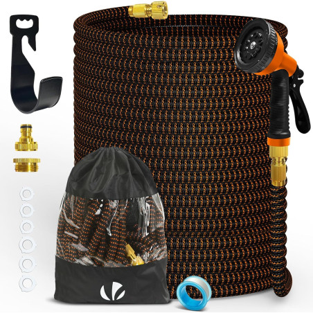 Vounot® tuyau d'arrosage extensible 45m renforcé adaptable 1/2" et 3/4" 10 modes de pulvérisation flexible et anti-fuite raccord