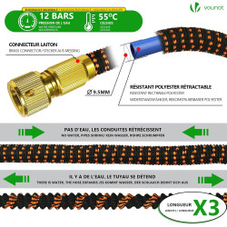 Vounot® tuyau d'arrosage extensible 45m renforcé adaptable 1/2" et 3/4" 10 modes de pulvérisation flexible et anti-fuite raccord
