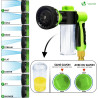 VOUNOT® Tuyau d’Arrosage Extensible 30m Renforcé avec Récipient Savon Adaptable 1/2" et 3/4" 8 Modes de Pulvérisation Flexible e