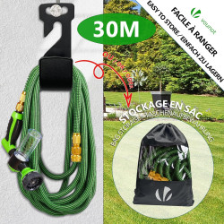 VOUNOT® Tuyau d’Arrosage Extensible 30m Renforcé avec Récipient Savon Adaptable 1/2" et 3/4" 8 Modes de Pulvérisation Flexible e