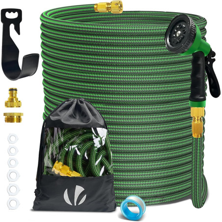 VOUNOT® Tuyau d'Arrosage Extensible 45m Renforcé Adaptable 1/2" et 3/4" 10 Modes de Pulvérisation Flexible et Anti-Fuite Raccord