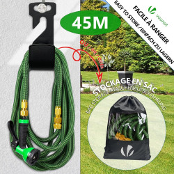 VOUNOT® Tuyau d'Arrosage Extensible 45m Renforcé Adaptable 1/2" et 3/4" 10 Modes de Pulvérisation Flexible et Anti-Fuite Raccord