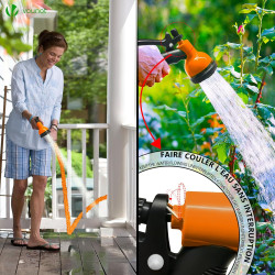 Vounot® tuyau d'arrosage extensible 30m adaptable 1/2" et 3/4" 10 modes de pulvérisation flexible et anti-fuite raccord et sac d