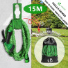 VOUNOT® Tuyau d'Arrosage Extensible 15m Adaptable 1/2" et 3/4" 10 Modes de Pulvérisation Flexible et Anti-Fuite Raccord et Sac d