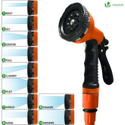 Vounot® tuyau d'arrosage extensible 15m adaptable 1/2" et 3/4" 10 modes de pulvérisation flexible et anti-fuite raccord et sac d