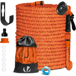 Vounot® tuyau d'arrosage extensible 45m adaptable 1/2" et 3/4" 10 modes de pulvérisation flexible et anti-fuite raccord et sac d