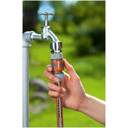 GARDENA Raccord d'Arrosage Rapide 19 mm (3/4") de Gardena : Raccord Enfichable de Début de Tuyau, Étanche, Rainures Encastrées R