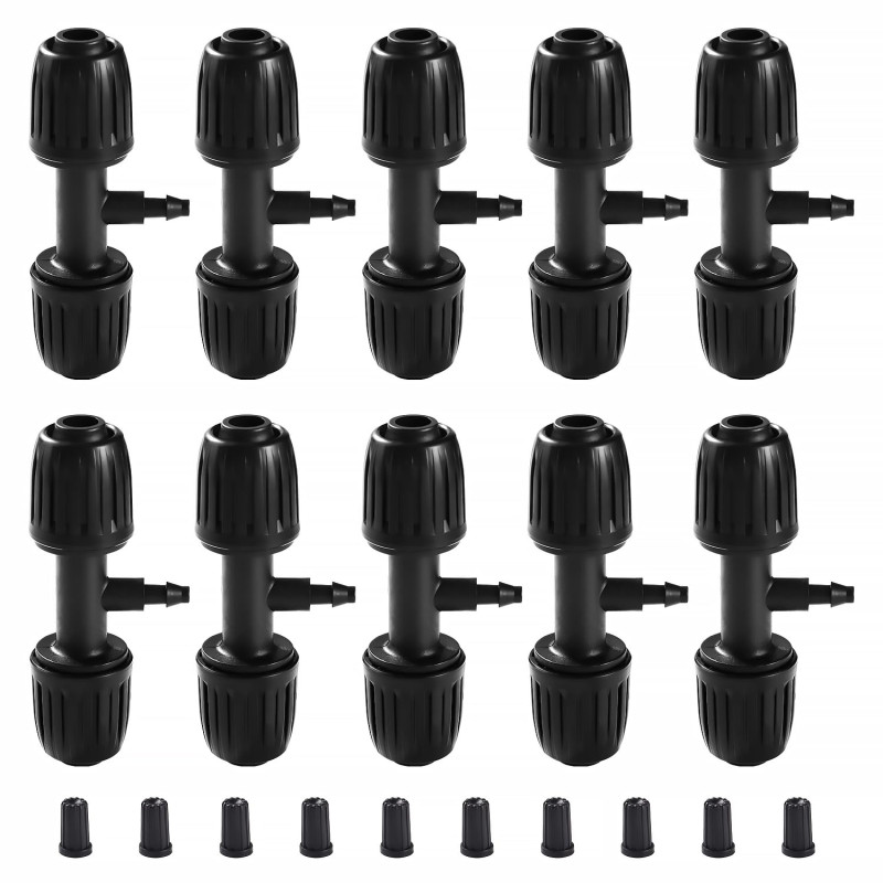 VooGenzek 10 Pièces Connecteur de Tuyau en T Barbelé, 3-Voies Raccord de Tuyau D'Irrigation pour Tube 13/16 mm à 4/7 mm, Connect