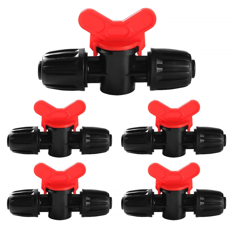 VooGenzek 5 Pièces 16mm Vanne Commutation D'Irrigation, Irrigation Pipe Valve Switch, Robinets de Verrouillage pour Système D'ir