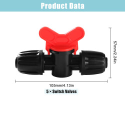VooGenzek 5 Pièces 16mm Vanne Commutation D'Irrigation, Irrigation Pipe Valve Switch, Robinets de Verrouillage pour Système D'ir