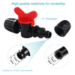 VooGenzek 5 Pièces 16mm Vanne Commutation D'Irrigation, Irrigation Pipe Valve Switch, Robinets de Verrouillage pour Système D'ir