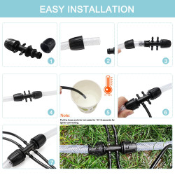 VooGenzek 10 Pièces Connecteur de Tuyau en T Barbelé, 6-Voies Raccord de Tuyau D'Irrigation pour Tube 13/16 mm à 4/7 mm, Connect