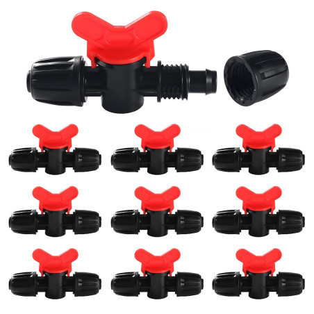 VooGenzek 9 Pièces 16mm Vanne Commutation D'Irrigation, Irrigation Pipe Valve Switch, Robinets de Verrouillage pour Système D'ir