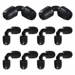 VooGenzek 10 Pièces 16mm Raccords Irrigation Goutte à Goutte, Adaptateur Coude pour Jardin et Pelouse (Noir)