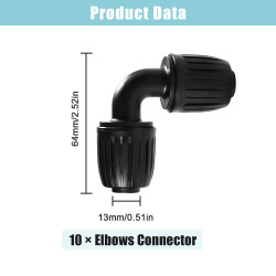 VooGenzek 10 Pièces 16mm Raccords Irrigation Goutte à Goutte, Adaptateur Coude pour Jardin et Pelouse (Noir)