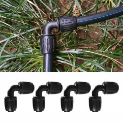 VooGenzek 10 Pièces 16mm Raccords Irrigation Goutte à Goutte, Adaptateur Coude pour Jardin et Pelouse (Noir)