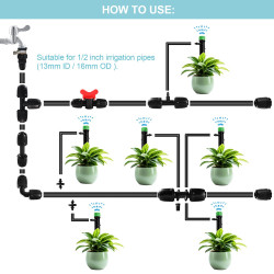 VooGenzek 52 Pièces Raccords D'Irrigation pour Tube 13/16mm à 4/7mm, Connecteur de Tuyau D'Eau D'Irrigation, Connecteur de Tuyau