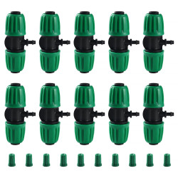 VooGenzek 10 Pièces Connecteur de Tuyau en T Barbelé, 3-Voies Raccord de Tuyau D'Irrigation pour Tube 13/16 mm à 4/7 mm, Connect