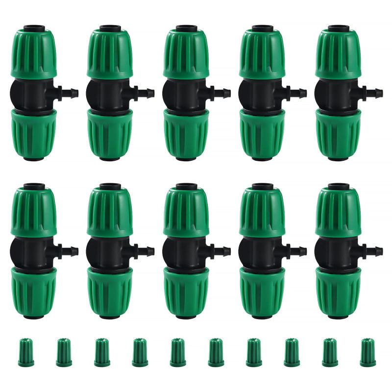 VooGenzek 10 Pièces Connecteur de Tuyau en T Barbelé, 3-Voies Raccord de Tuyau D'Irrigation pour Tube 13/16 mm à 4/7 mm, Connect