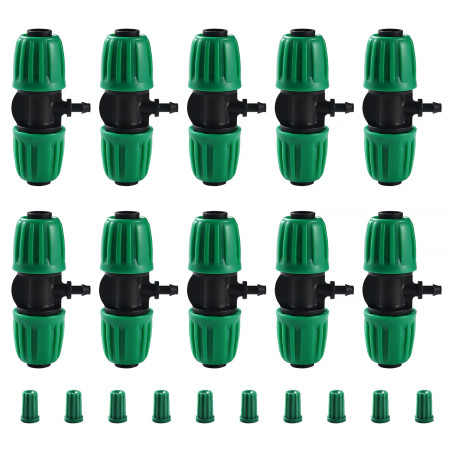 VooGenzek 10 Pièces Connecteur de Tuyau en T Barbelé, 3-Voies Raccord de Tuyau D'Irrigation pour Tube 13/16 mm à 4/7 mm, Connect