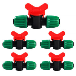 VooGenzek 5 Pièces 16mm Vanne Commutation D'Irrigation, Irrigation Pipe Valve Switch, Robinets de Verrouillage pour Système D'ir