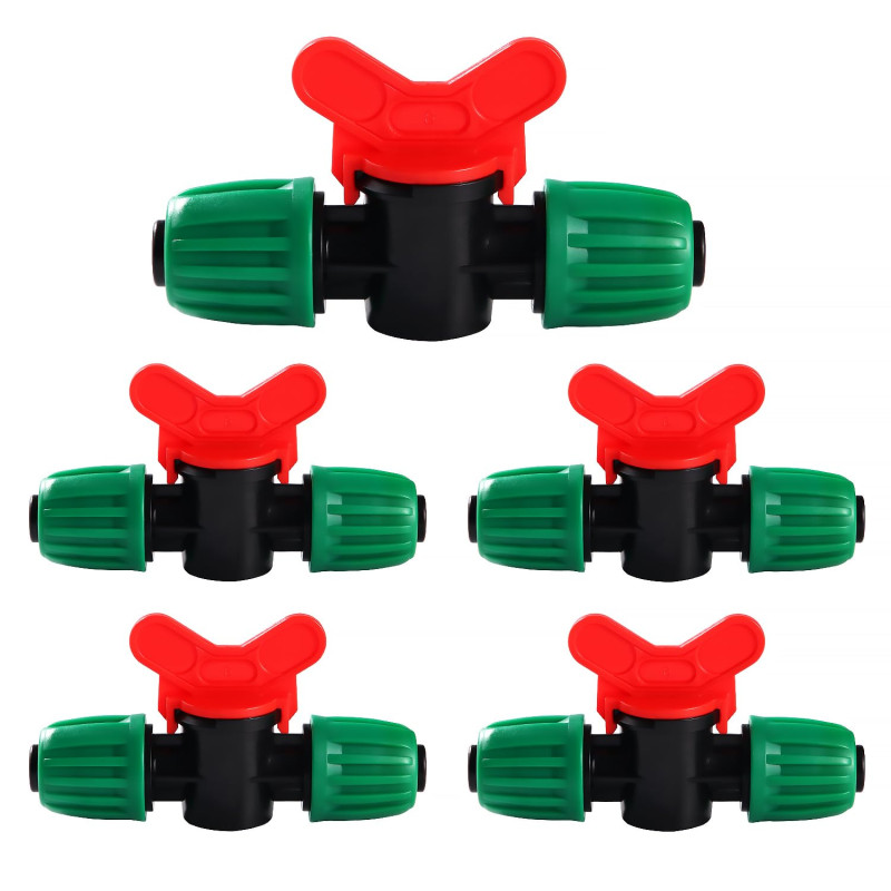 VooGenzek 5 Pièces 16mm Vanne Commutation D'Irrigation, Irrigation Pipe Valve Switch, Robinets de Verrouillage pour Système D'ir