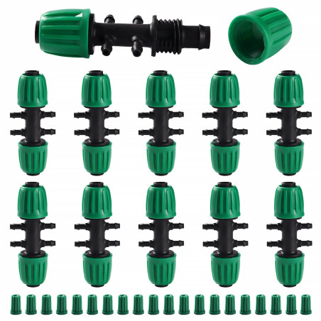 VooGenzek 10 Pièces Connecteur de Tuyau en T Barbelé, 6-Voies Raccord de Tuyau D'Irrigation pour Tube 13/16 mm à 4/7 mm, Connect