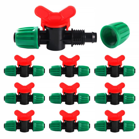 VooGenzek 9 Pièces 16mm Vanne Commutation D'Irrigation, Irrigation Pipe Valve Switch, Robinets de Verrouillage pour Système D'ir