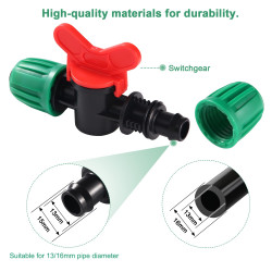 VooGenzek 9 Pièces 16mm Vanne Commutation D'Irrigation, Irrigation Pipe Valve Switch, Robinets de Verrouillage pour Système D'ir