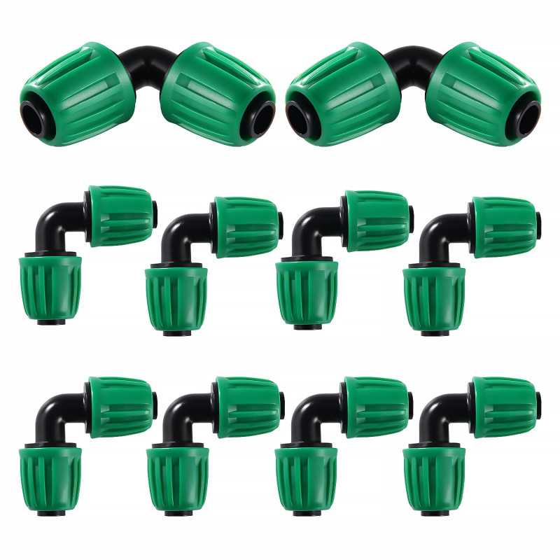 VooGenzek 10 Pièces16mm Raccords D'irrigation Goutte à Goutte, Adaptateur Coude D'Irrigation Goutte, Raccords D'irrigation Coudé
