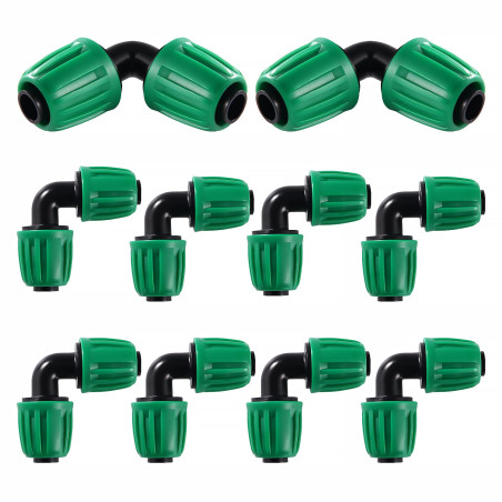 VooGenzek 10 Pièces16mm Raccords D'irrigation Goutte à Goutte, Adaptateur Coude D'Irrigation Goutte, Raccords D'irrigation Coudé