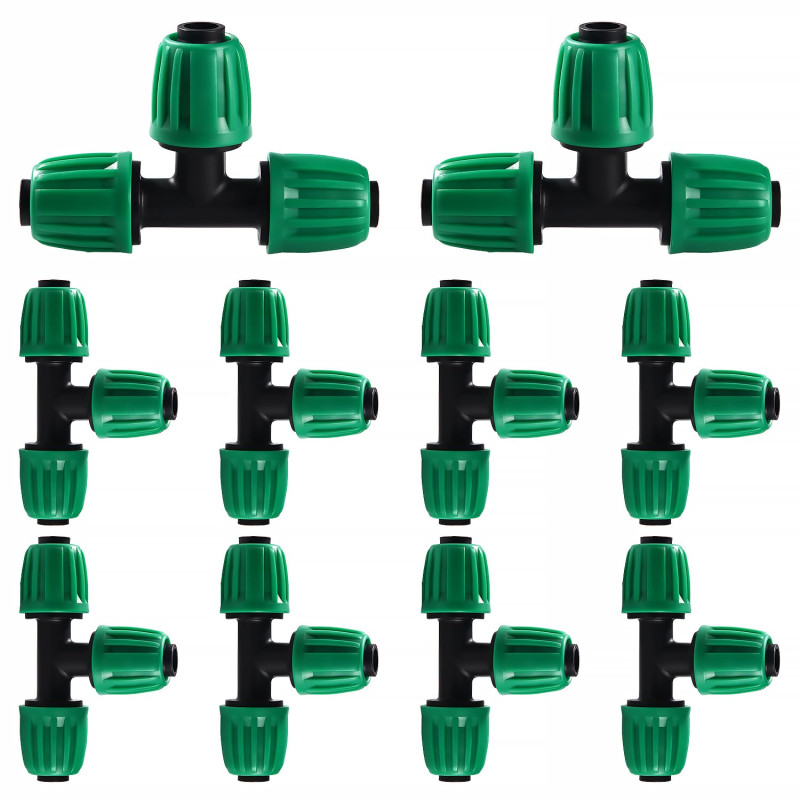 VooGenzek 10 Pièces16mm Raccords D'irrigation Goutte à Goutte, Connecteur de Tuyau en T Barbelé, Connecteur de Tuyau D'irrigatio