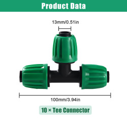 VooGenzek 10 Pièces16mm Raccords D'irrigation Goutte à Goutte, Connecteur de Tuyau en T Barbelé, Connecteur de Tuyau D'irrigatio