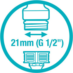 Gardena Nez de robinet 21 mm (G 1/2 pouces): OGS adaptateur pour raccordement d’un tuyau d’arrosage, technologie anti-éclaboussu