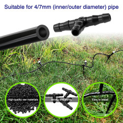 100 Pièces 4/7 mm Plastique Tee Raccord de Tuyau, VooGenzek T Connecteur Barbelé pour Tuyau d'arrosage de Jardin, Tee-Joint pour