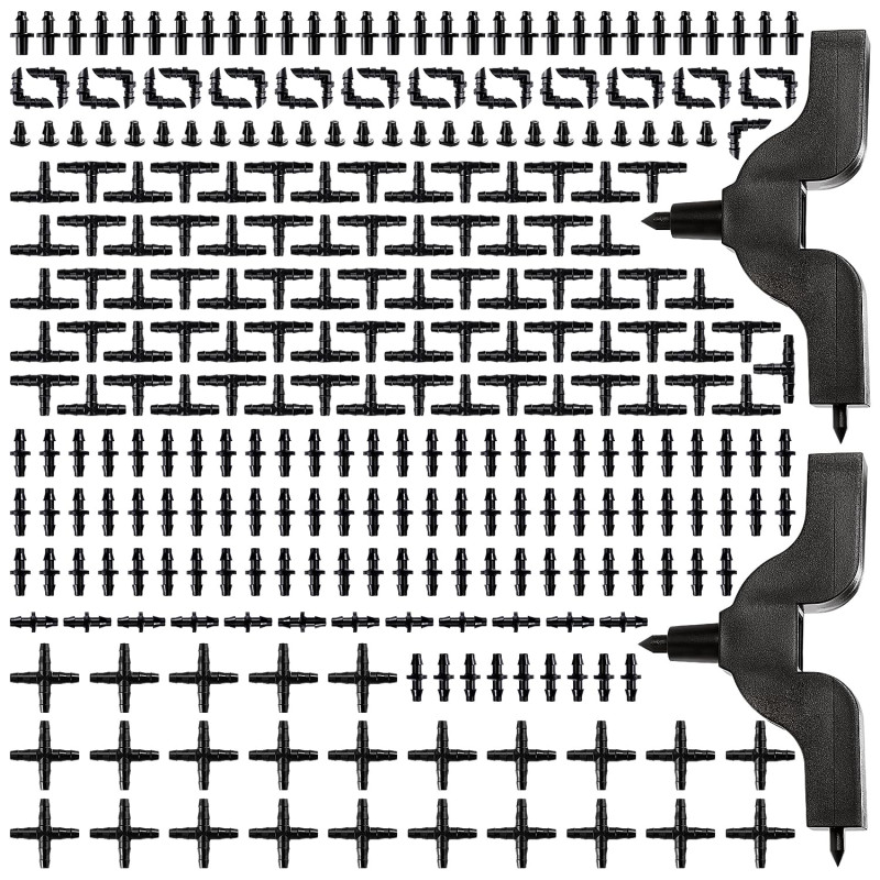 VooGenzek 282 Pièces 4/7mm Connecteurs de Tuyaux, Raccord D'irrigation, Connecteurs Barbelés de Tuyaux pour Système D'Irrigation