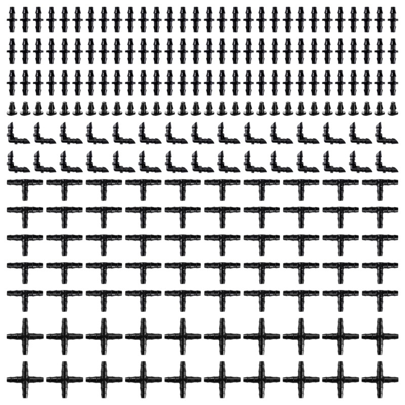 VooGenzek 220 Pièces 4/7mm Connecteurs de Tuyaux, Raccord D'irrigation, Connecteurs Barbelés de Tuyaux pour Système D'Irrigation
