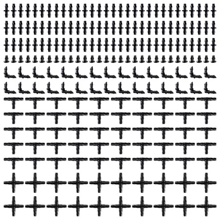 VooGenzek 220 Pièces 4/7mm Connecteurs de Tuyaux, Raccord D'irrigation, Connecteurs Barbelés de Tuyaux pour Système D'Irrigation