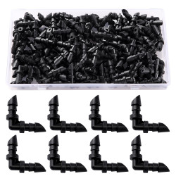 VooGenzek 100 Pièces 90 Angle Connecteur Tuyau, 4/7mm Connecteurs de Tuyaux, Raccord D'irrigation, Connecteurs Barbelés de Tuyau