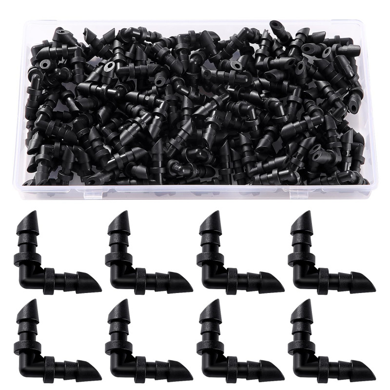VooGenzek 100 Pièces 90 Angle Connecteur Tuyau, 4/7mm Connecteurs de Tuyaux, Raccord D'irrigation, Connecteurs Barbelés de Tuyau