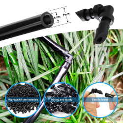 VooGenzek 100 Pièces 90 Angle Connecteur Tuyau, 4/7mm Connecteurs de Tuyaux, Raccord D'irrigation, Connecteurs Barbelés de Tuyau