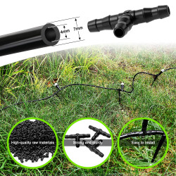 190 Pièces 4/7 mm Plastique Tee Raccord de Tuyau, VooGenzek T Connecteur Barbelé pour Tuyau d'arrosage de Jardin, Tee-Joint pour