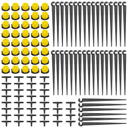 VooGenzek 120 Pièces 4/7mm Kit D'irrigation de Goutte Automatique, 40 Goutteur Irrigation Réglable + 40 Tee-Joint de Tuyau + 40 