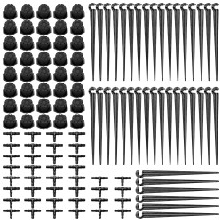 VooGenzek 120 Pièces 4/7mm Kit D'irrigation de Goutte Automatique, 40 Goutteur Irrigation Réglable + 40 Tee-Joint de Tuyau + 40 