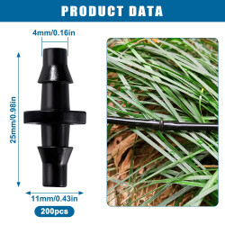 VooGenzek 200 Pièces 4/7mm Connecteurs de Tuyaux, Raccord D'irrigation, Connecteurs Barbelés de Tuyaux pour Système D'Irrigation