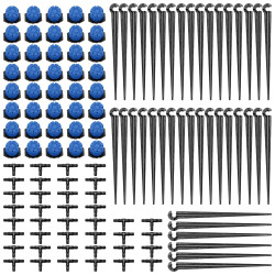 VooGenzek 120 Pièces 4/7mm Kit D'irrigation de Goutte Automatique, 40 Goutteur Irrigation Réglable + 40 Tee-Joint de Tuyau + 40 