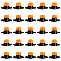 VooGenzek 25 Pièces 4/7 Vanne D'irrigation, Mini Valves de Contrôle pour Tuyau d'arrosage 4/7mm, Valves d'arrêt Cannelées 1/4 Po