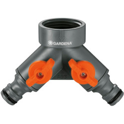 Gardena Vanne à 2 voies: Distributeur d'eau pour robinet avec filetage de 26,5 mm (G 3/4 Pouce), pour une connexion simultanée d